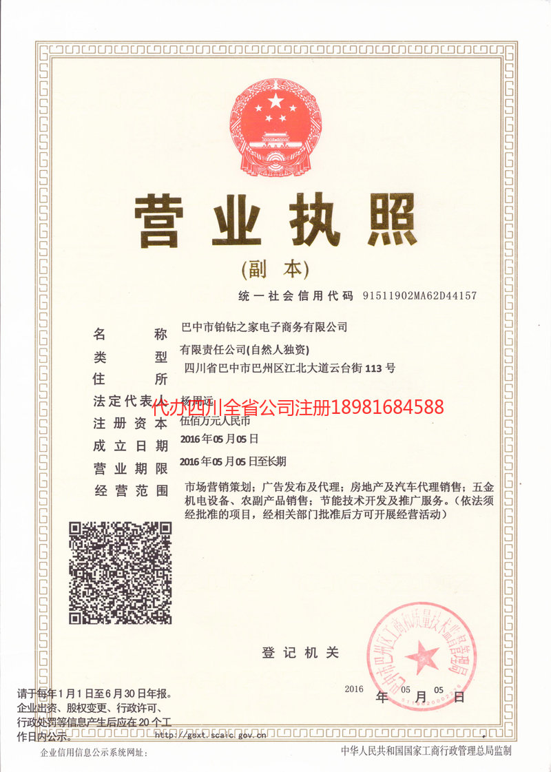 丽水丽水铂钻之家电子商务有限公司